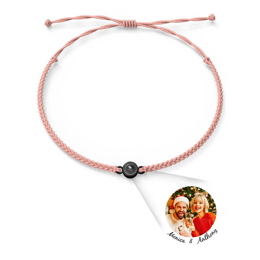 Personalized Photo Projection Charm Bracelet Multiple Colors Styles I love you in 100 languages Minimalist Photo Jewelry Birthday Gift for Her - 