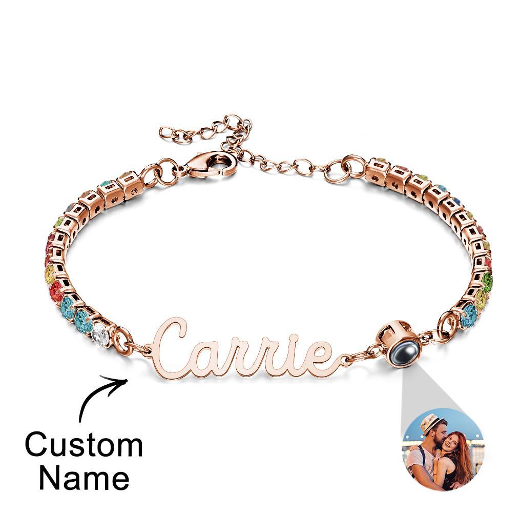 Custom Name Tennis Bracelets Projection Unique Gifts for Girl - 