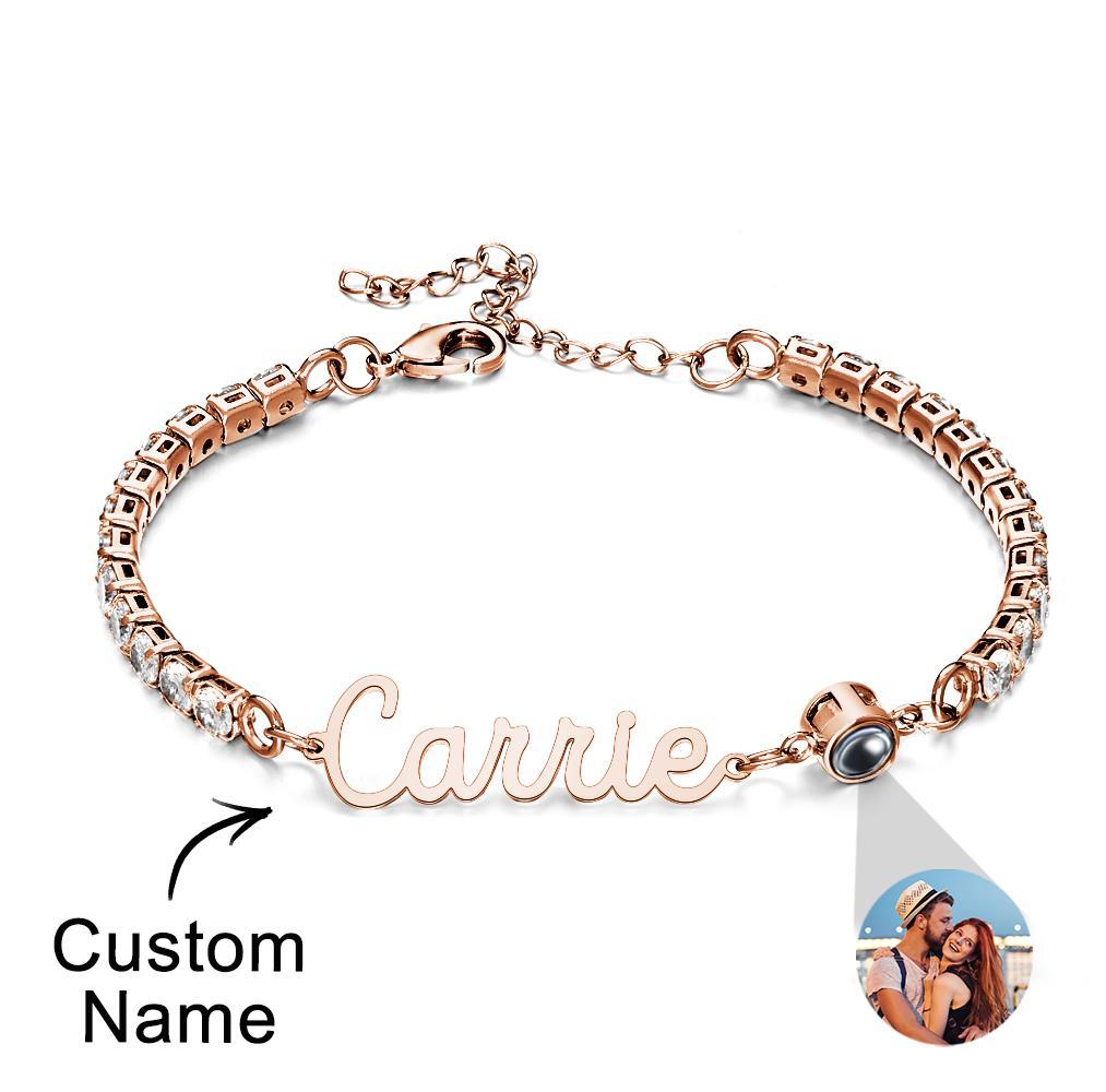 Custom Name Tennis Bracelets Projection Unique Gifts for Girl - 