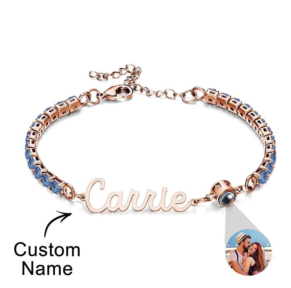 Custom Name Tennis Bracelets Projection Unique Gifts for Girl - 