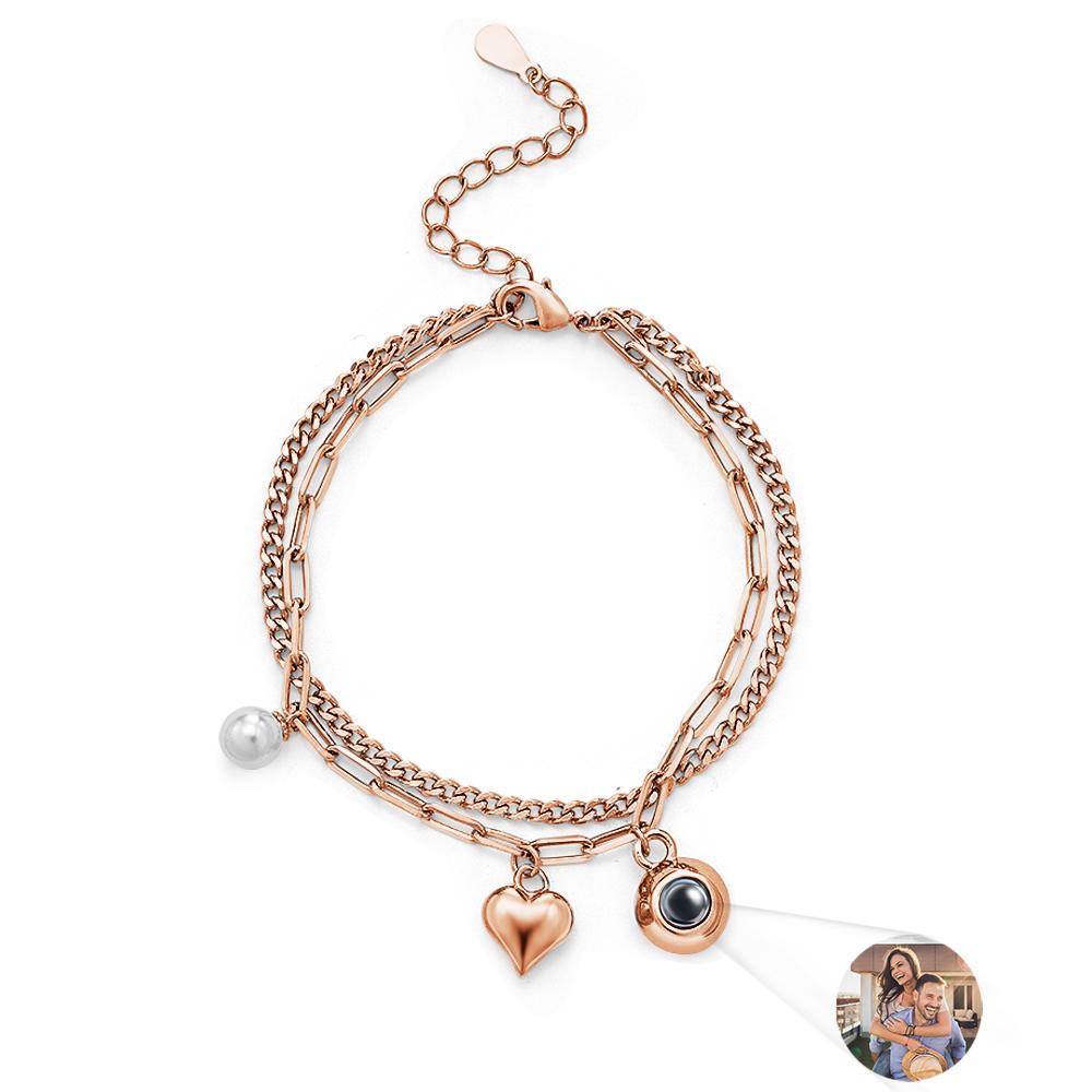 Custom Photo Projection Bracelet Heart Perfect Gift for Her - 
