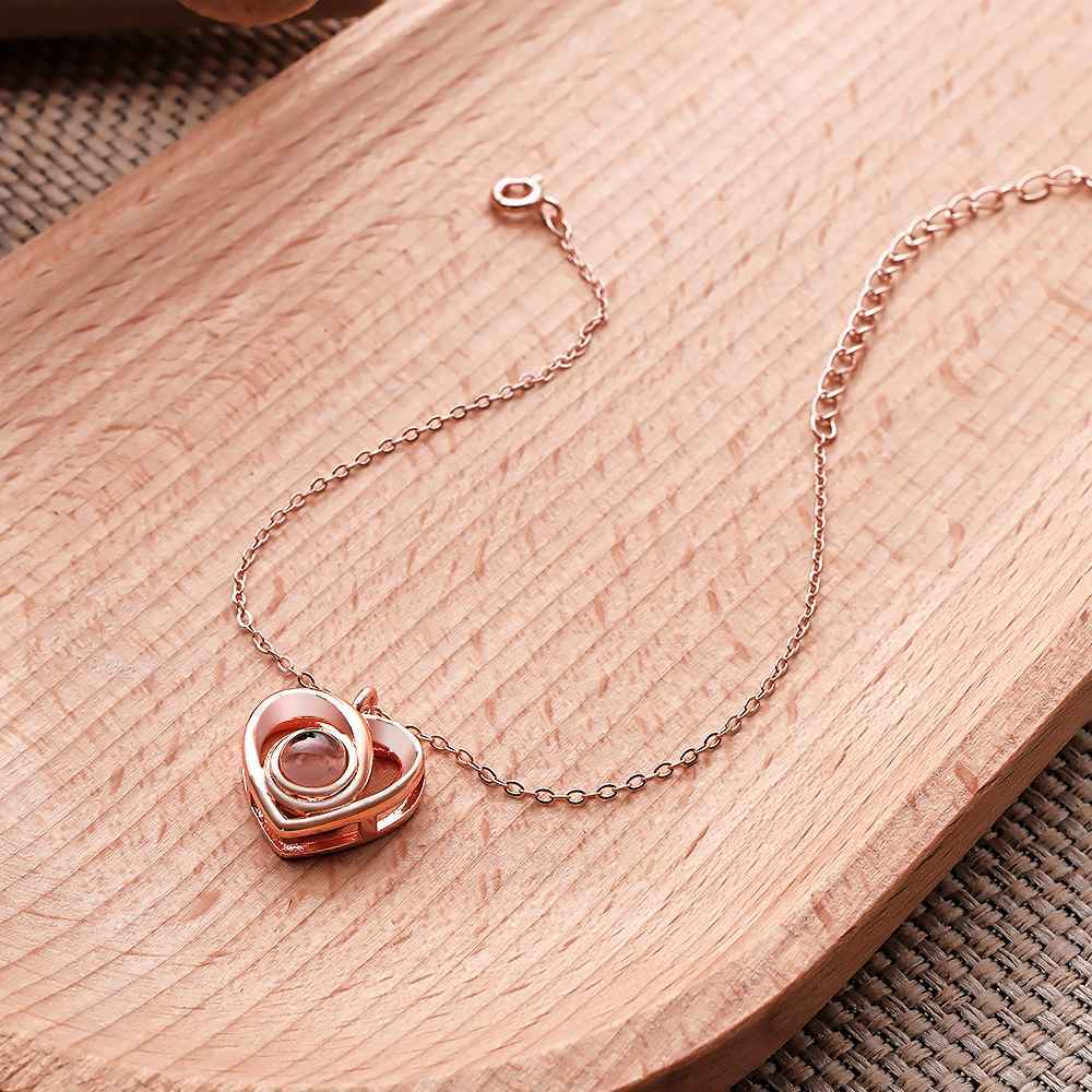 Custom Photo Projection Bracelet Picture Inside Heart Charm Bracelet For Her - 