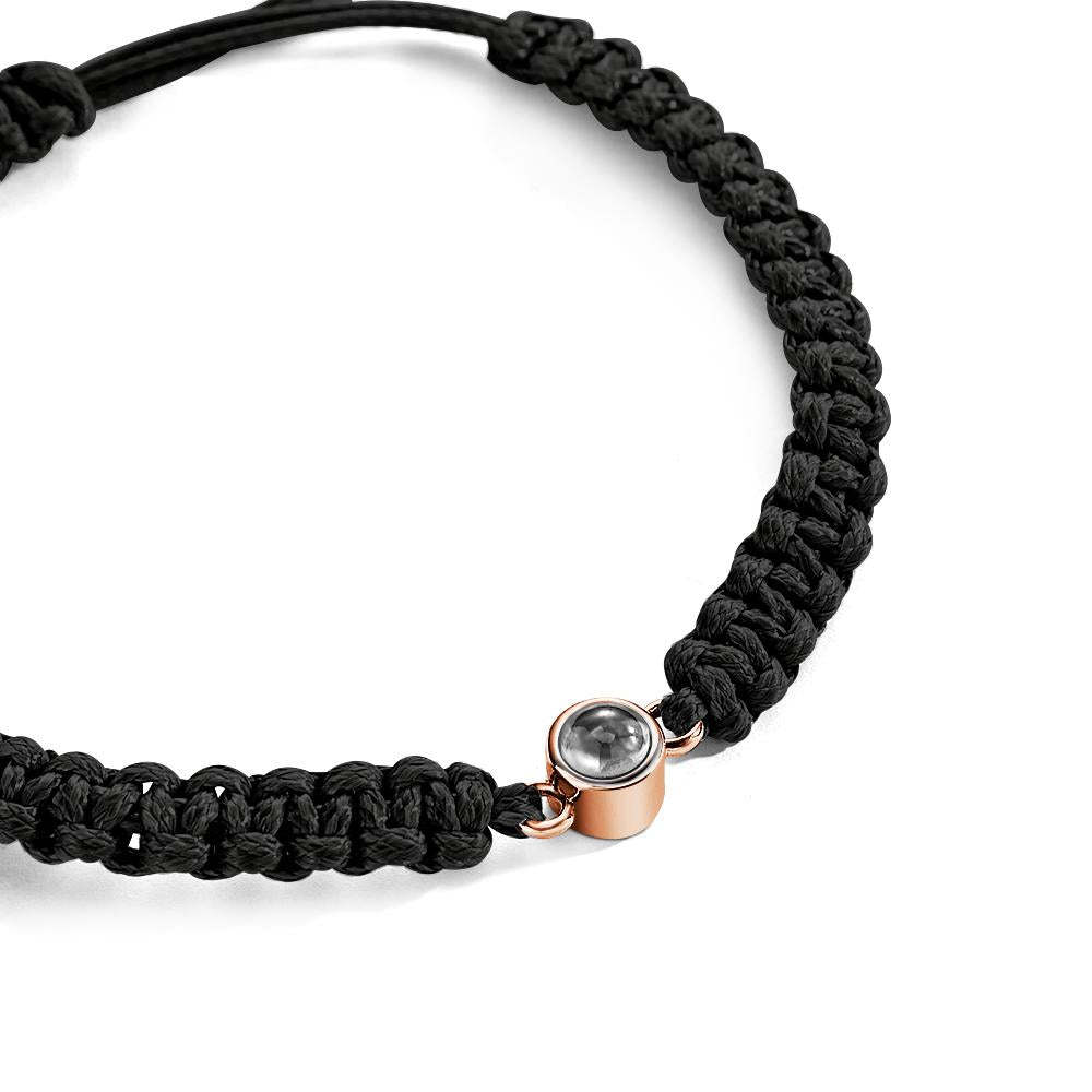 Personalized Braided Photo Projection Bracelet Fishtail Rope Men's Bracelet Hand Braided Bracelet Father's Day Gift for Men - 
