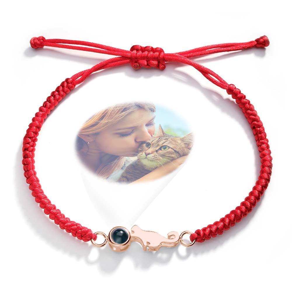 Custom Cat Projection Bracelet Personalized Memorial Picture inside Bracelet Gift for Her - 