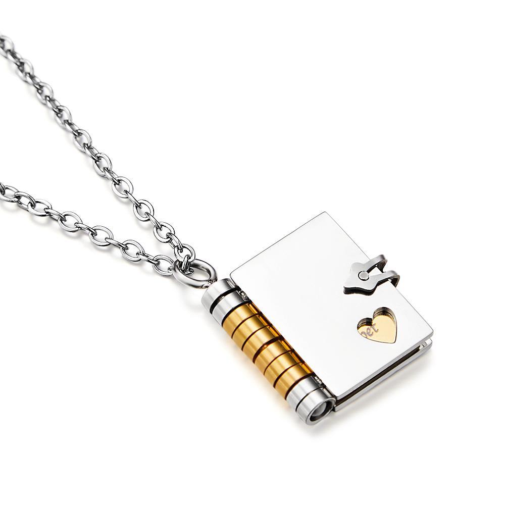 Personalised Silver Petite Book Locket Necklace Pendant Charm Message Necklace Memory Gift for Her - Myphotowallet