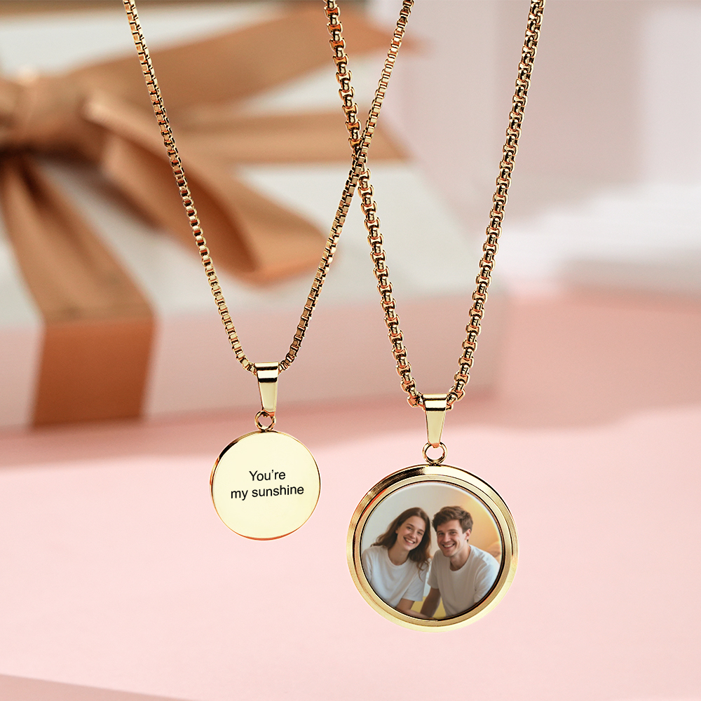 Custom Photo Reveal Necklace Personalized Temperature-Activated Photo Locket Gift Custom Heat-Sensitive Photo Necklace Gifts for Her