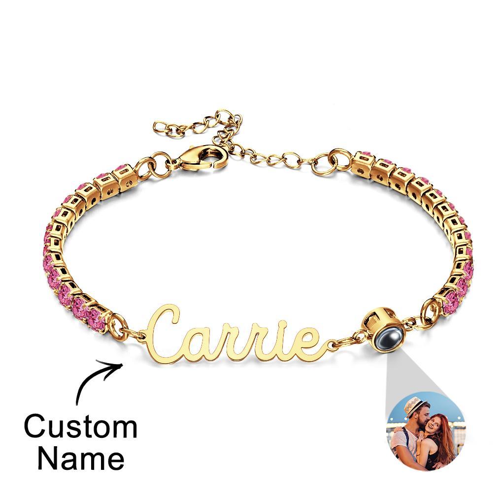 Custom Name Tennis Bracelets Projection Unique Gifts for Girl - 