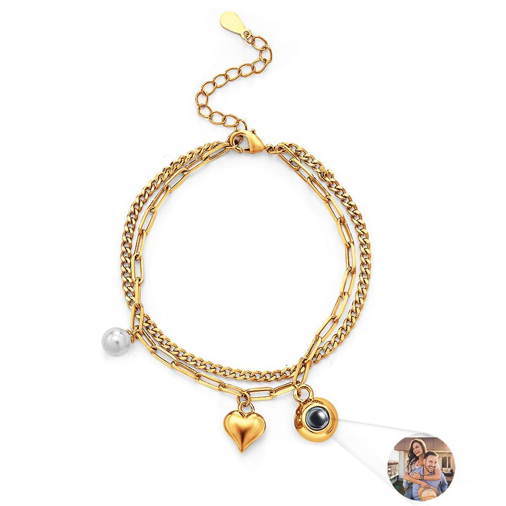 Custom Photo Projection Bracelet Heart Perfect Gift for Her - 
