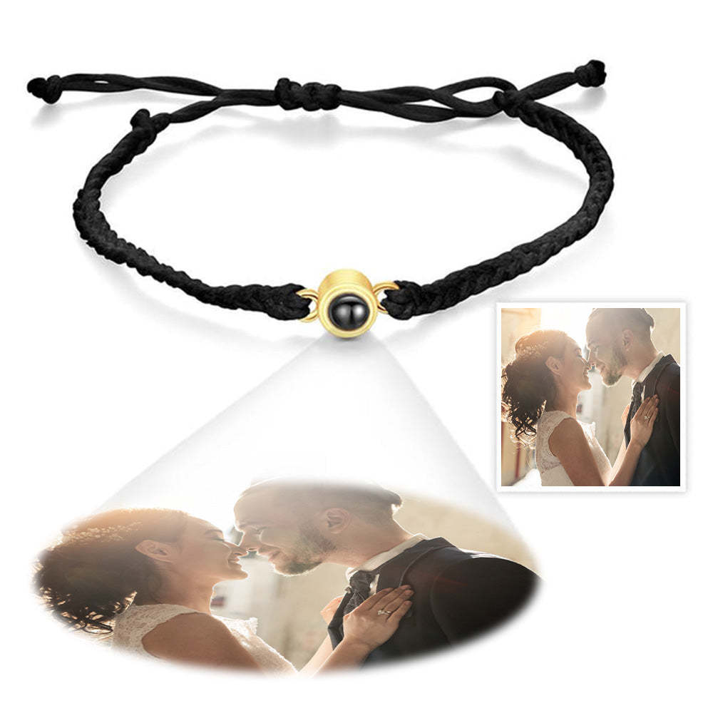 Custom Photo Projection Bracelet Simple Woven for Couples - 