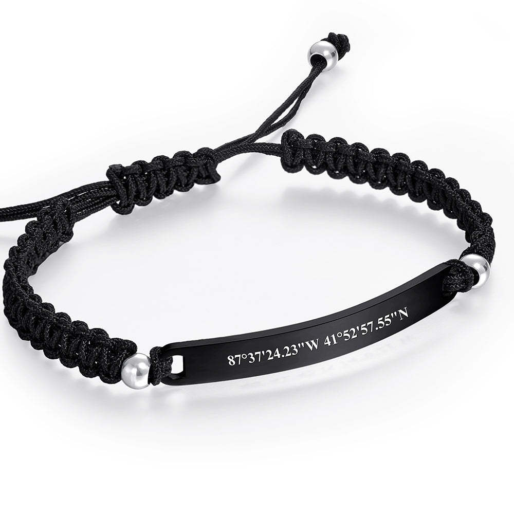 Custom Latitude and Longitude Coordinates Braid Bracelet Gifts for Him - Myphotowallet