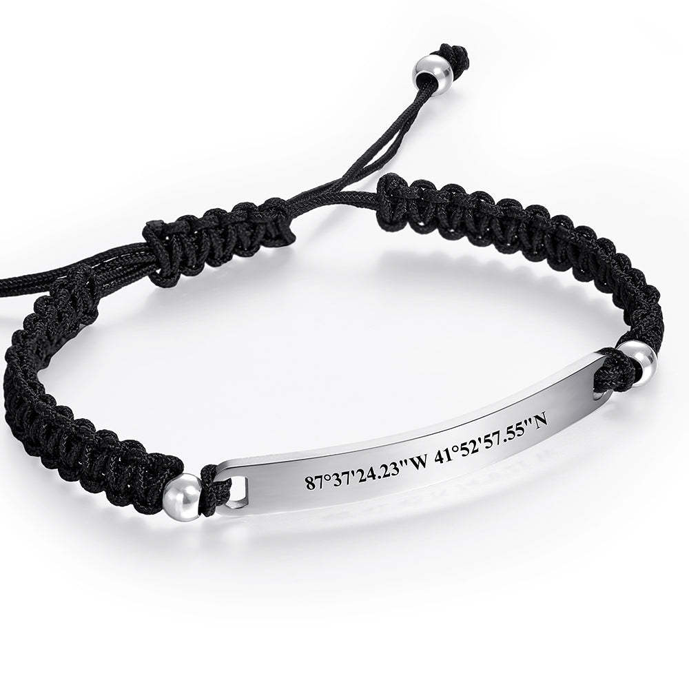 Custom Latitude and Longitude Coordinates Braid Bracelet Gifts for Him - Myphotowallet