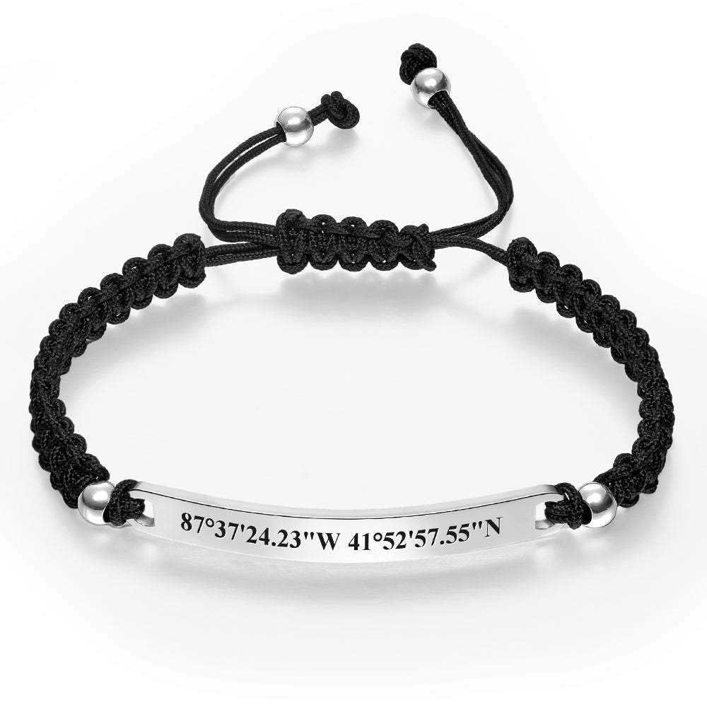 Custom Latitude and Longitude Coordinates Braid Bracelet Gifts for Him - Myphotowallet