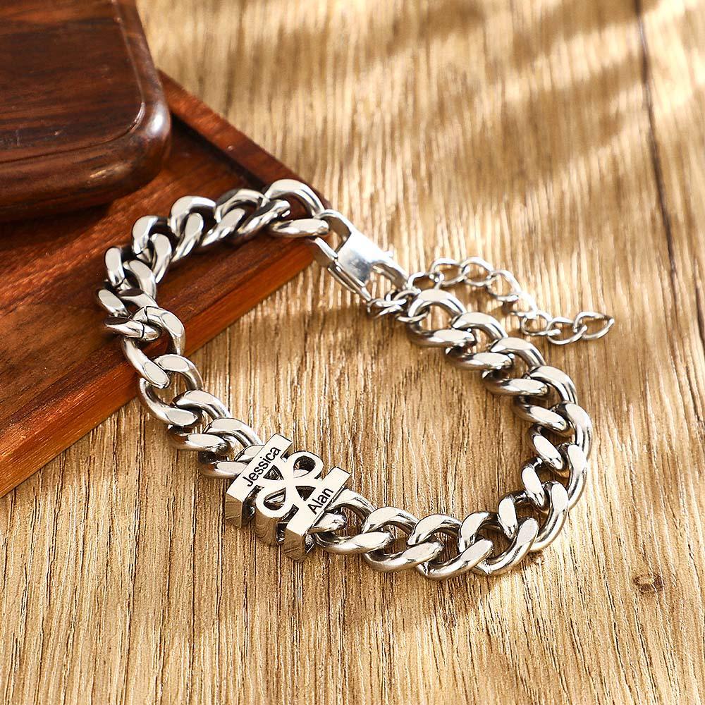 Custom Engraved Bracelet Fashionable Cuban Chain Men's Bracelet Valentine's Day Gifts - Myphotowallet
