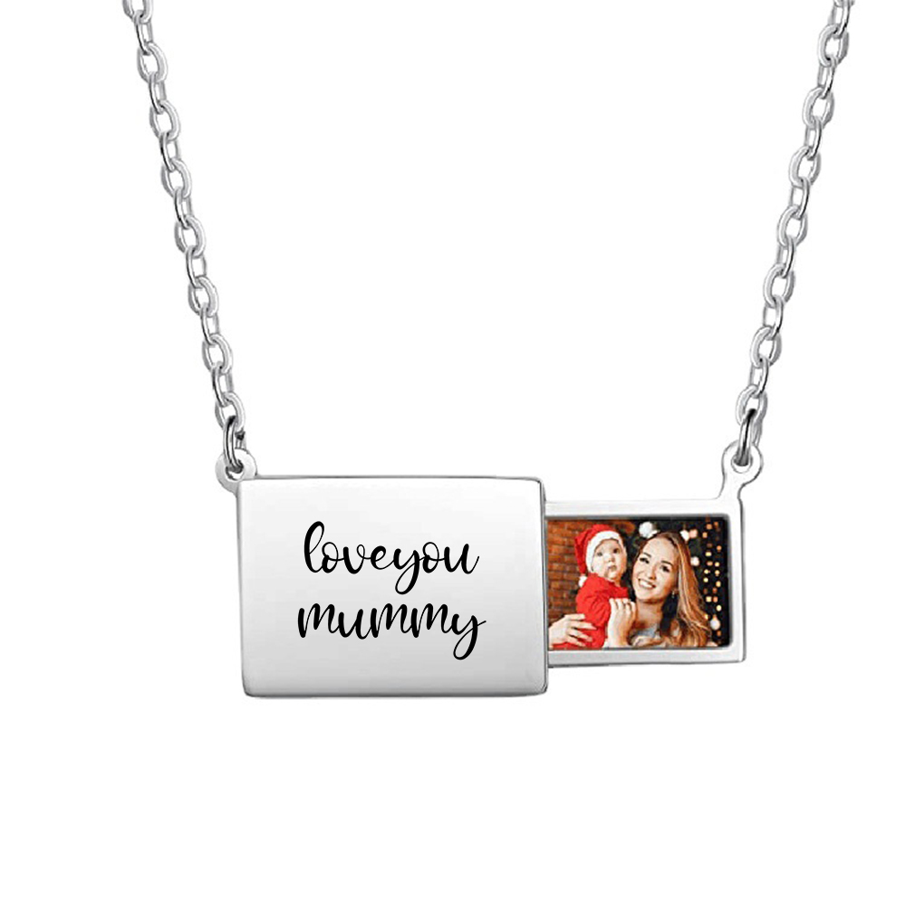 Custom Photo Envelope Necklace - Valentine's Day gift Personalized Pull-Tab Locket Gift for Loved Ones - 