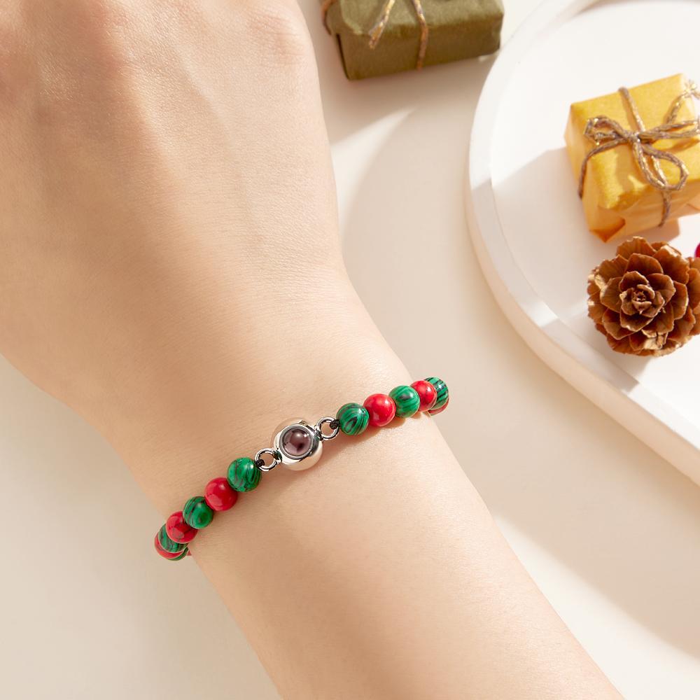 Custom Projection Bracelet Colorful Beads Unique Christmas Couple Gift - 