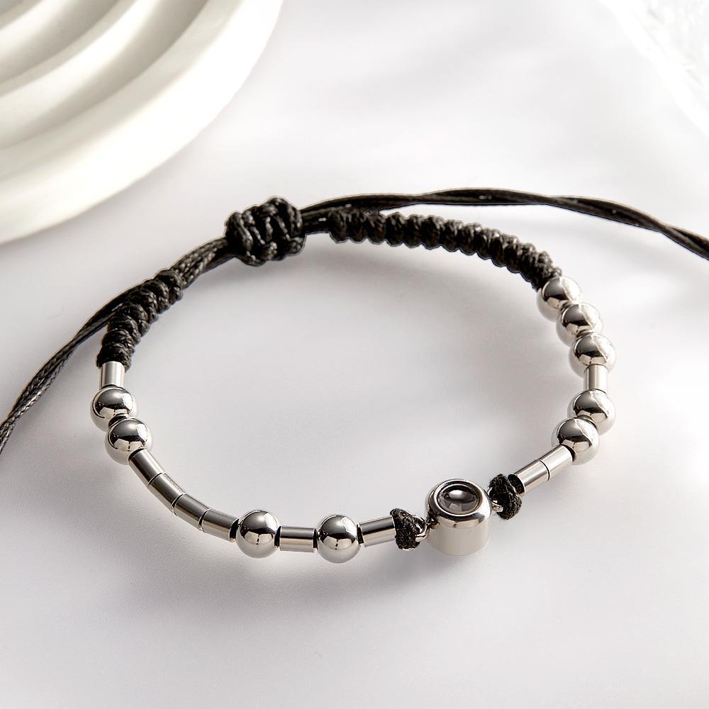 Personalized Photo Projection Adjustable Bracelet Simple Bead Bracelet Gifts For Her - 
