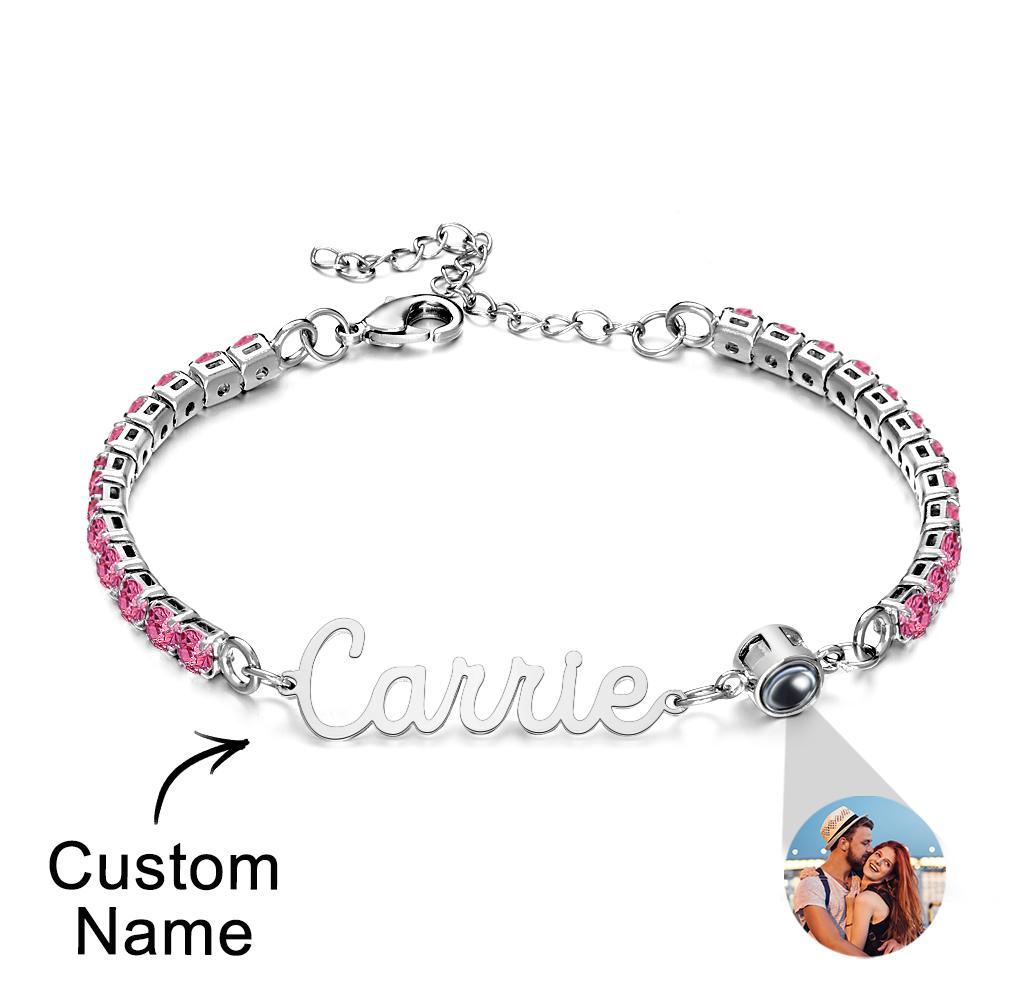Custom Name Tennis Bracelets Projection Unique Gifts for Girl - 