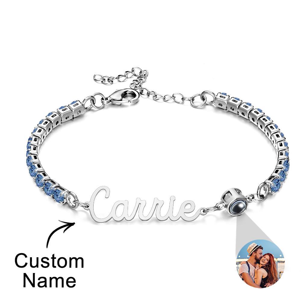 Custom Name Tennis Bracelets Projection Unique Gifts for Girl - 