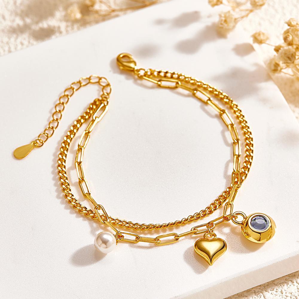 Custom Photo Projection Bracelet Heart Perfect Gift for Her - 