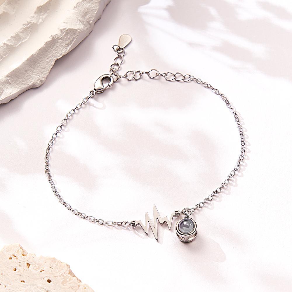 Custom Projection Bracelet Love Electrocardiogram Gift for Her - 