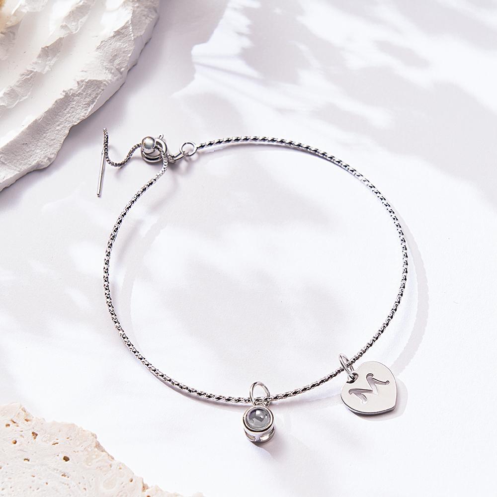 Custom Projection Letter Bracelet Simple Gift for Her - 