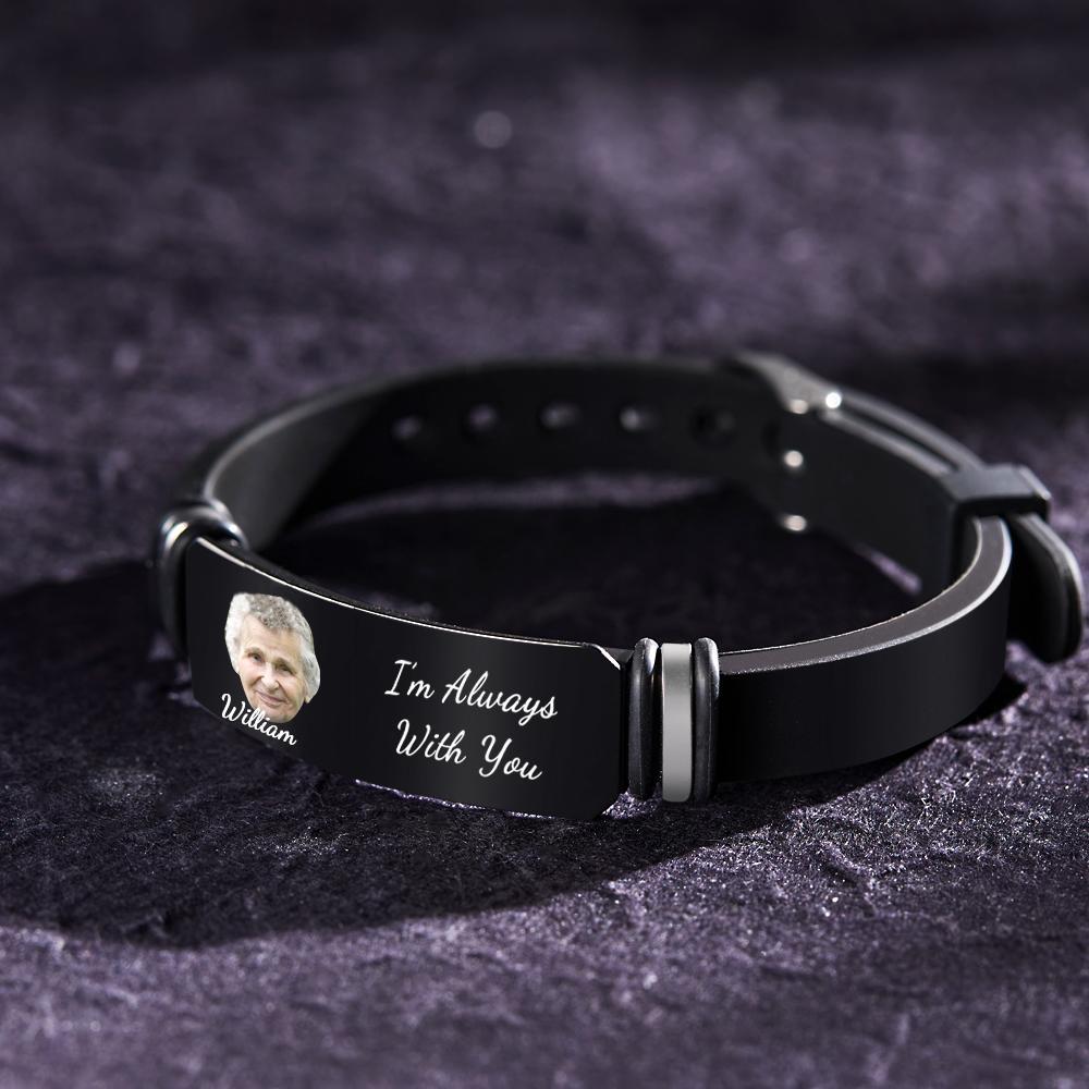 Men's Bracelet In Memory Of Mother Custom Photo Memorial Bracelet Engraved Gifts - Myphotowallet