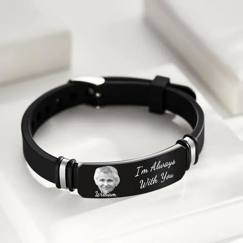 Custom Photo Memorial Bracelet Engraved Men's Bracelet In Memory of Father Gifts