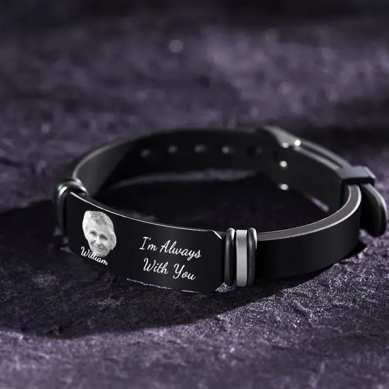 Custom Photo Memorial Bracelet Engraved Men's Bracelet In Memory of Father Gifts