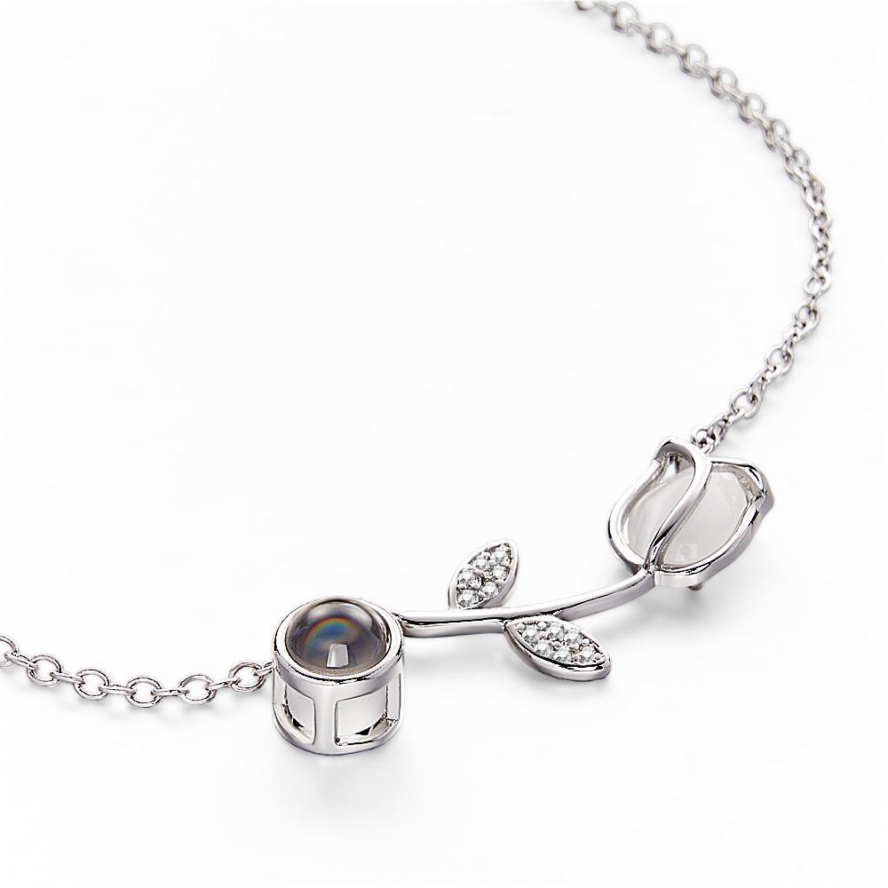 Tulip Photo Projection Bracelet Personalized Picture Flower Bracelet Minimalist Pet Memorial Jewelry - 