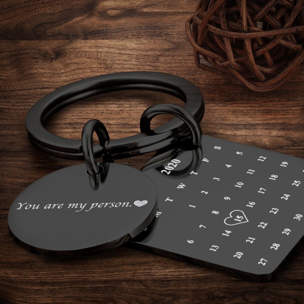 Custom Photo Keychain Engraved Calendar Keychain Gifts - Rose Gold
