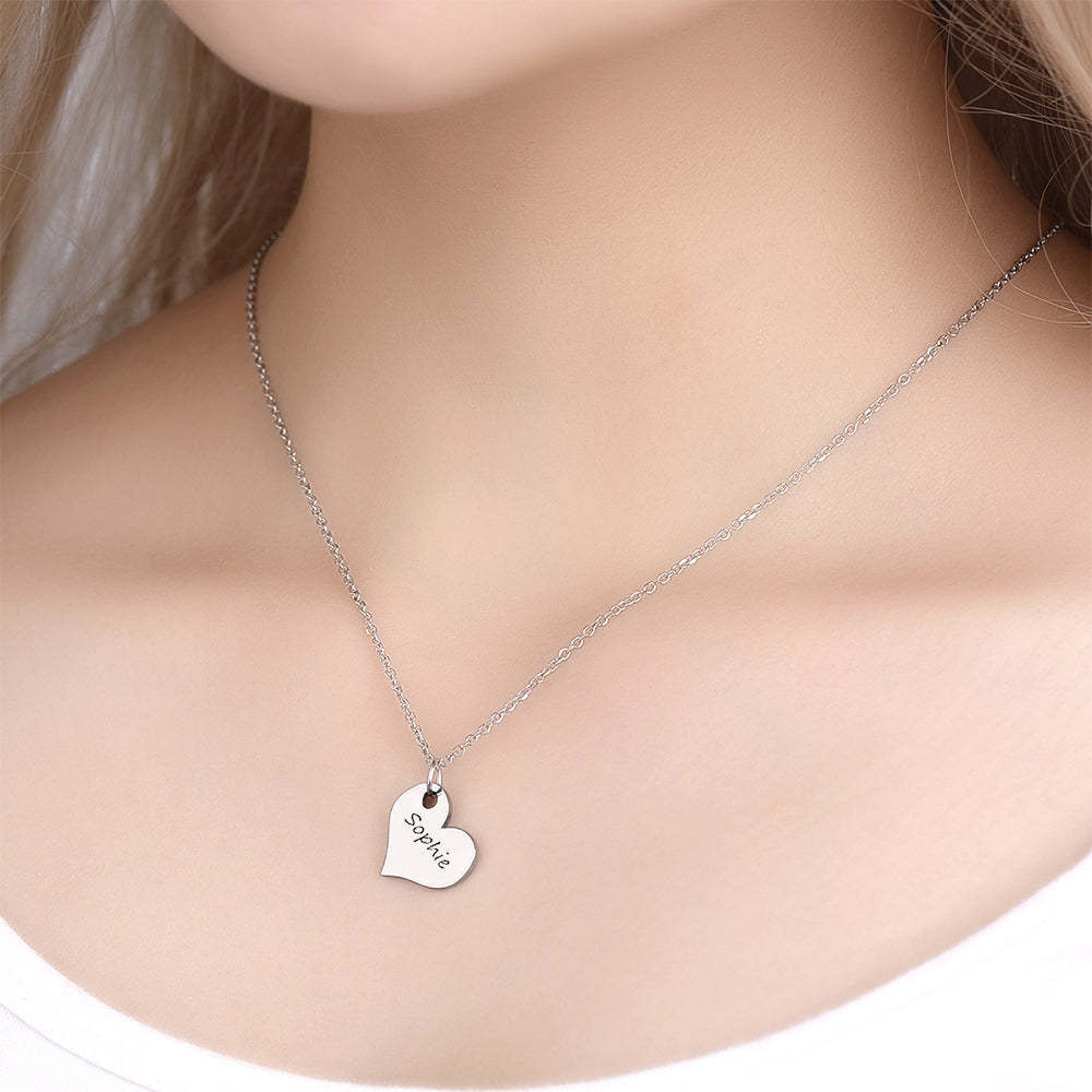 Custom Engraved Couple Keychain and Necklace Set - Heart Dog Tag
