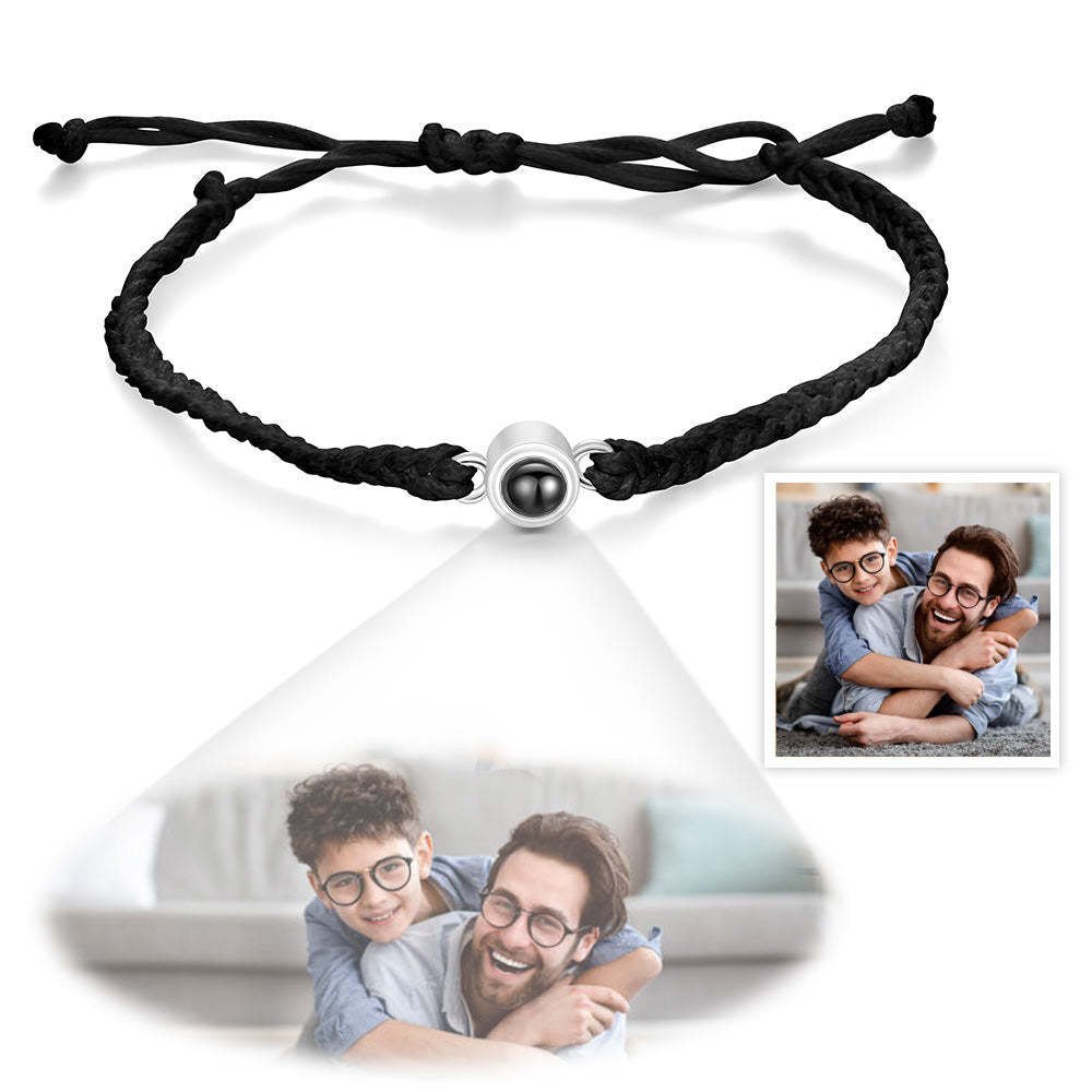 Custom Photo Projection Bracelet Simple Woven Father's Day Gifts For Dad - 