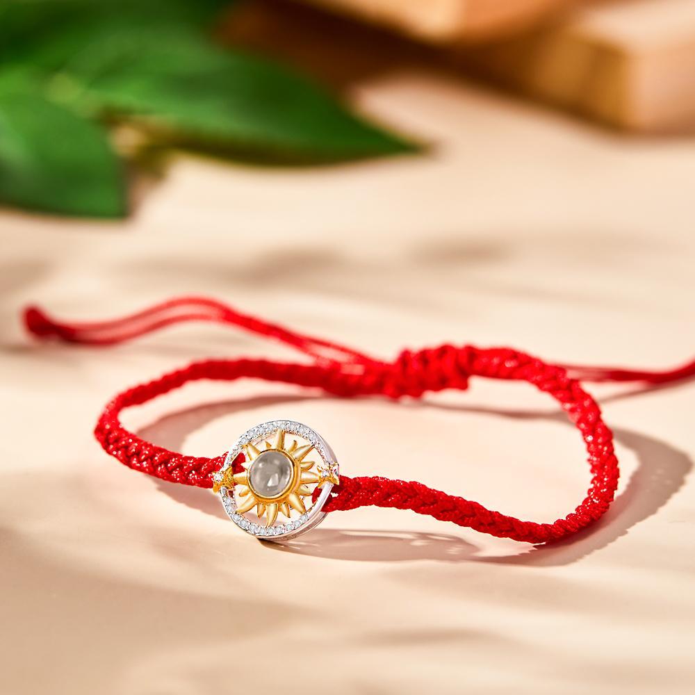 Custom Photo Projection Bracelet Sun Flower Fashion Couple Gifts - 
