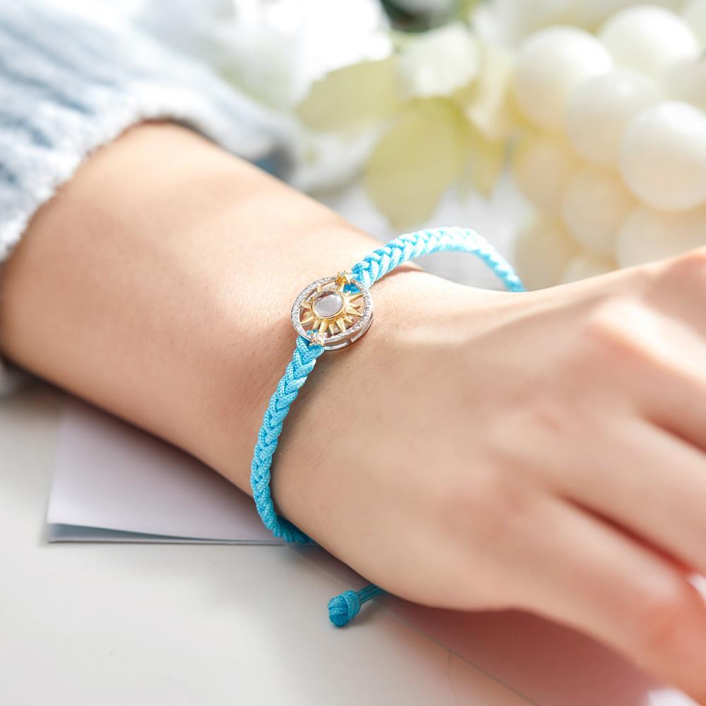Custom Photo Projection Bracelet Sun Flower Fashion Couple Gifts - 