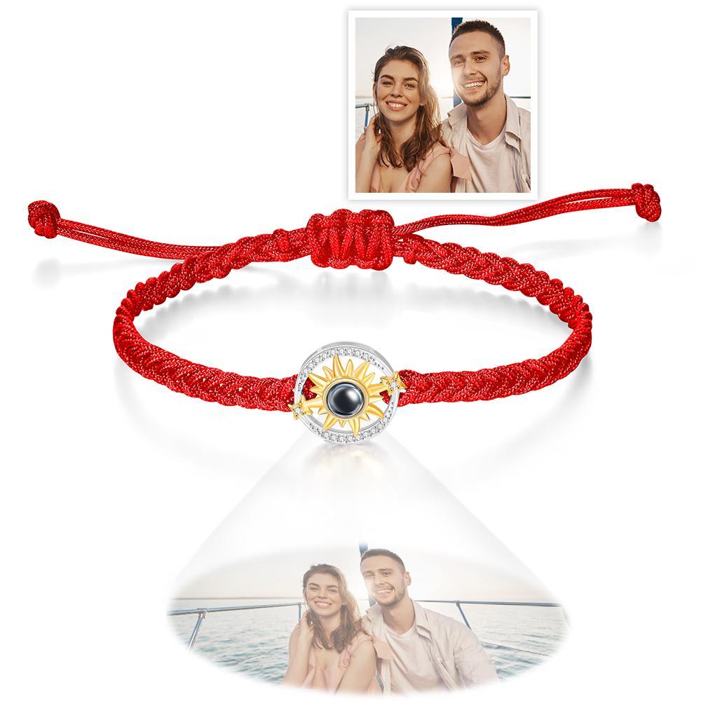 Custom Photo Projection Bracelet Sun Flower Fashion Couple Gifts - 