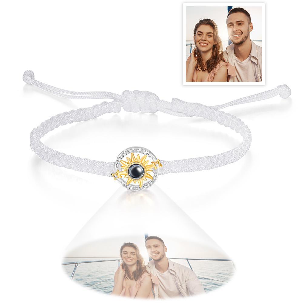 Custom Photo Projection Bracelet Sun Flower Fashion Couple Gifts - 