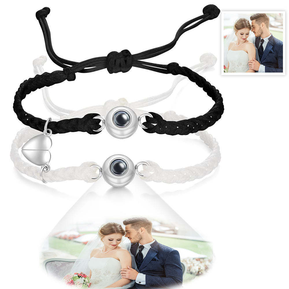 Custom Photo Projection Bracelet Woven Magnetic Bracelet Anniversary Wedding Gift - 