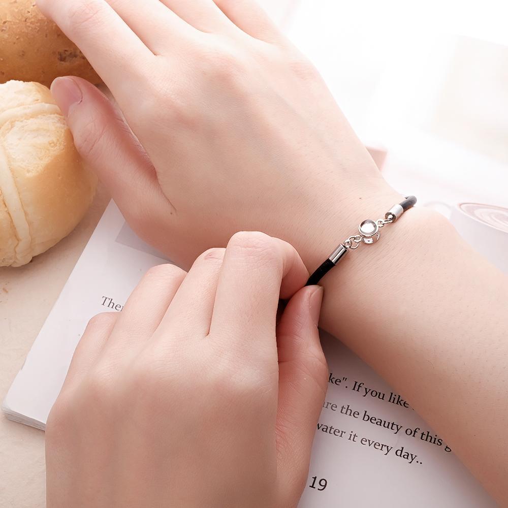 Personalized Photo Projection Leather Bracelet Adjustable Bracelet Gifts For Him - 