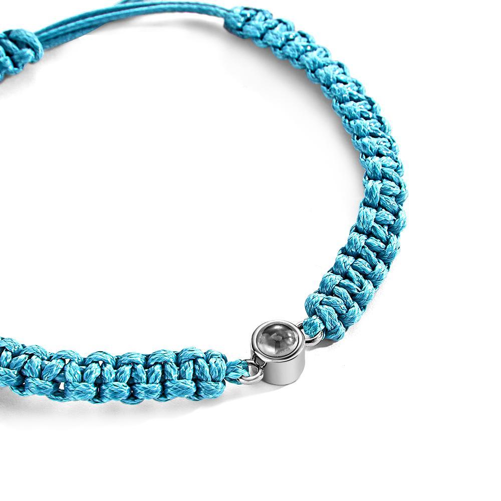 Personalized Braided Photo Projection Bracelet Fishtail Rope Men's Bracelet Hand Braided Bracelet Father's Day Gift for Men - 