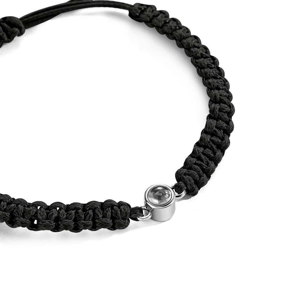 Personalized Braided Photo Projection Bracelet Fishtail Rope Men's Bracelet Hand Braided Bracelet Father's Day Gift for Men - 