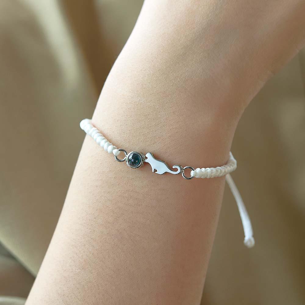 Custom Cat Projection Bracelet Personalized Memorial Picture inside Bracelet Gift for Her - 