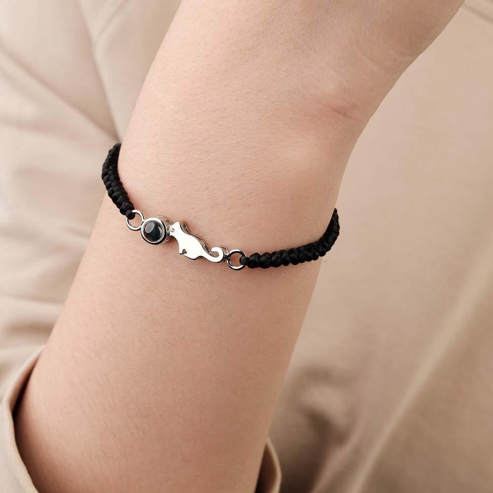 Custom Cat Projection Bracelet Personalized Memorial Picture inside Bracelet Gift for Her - 