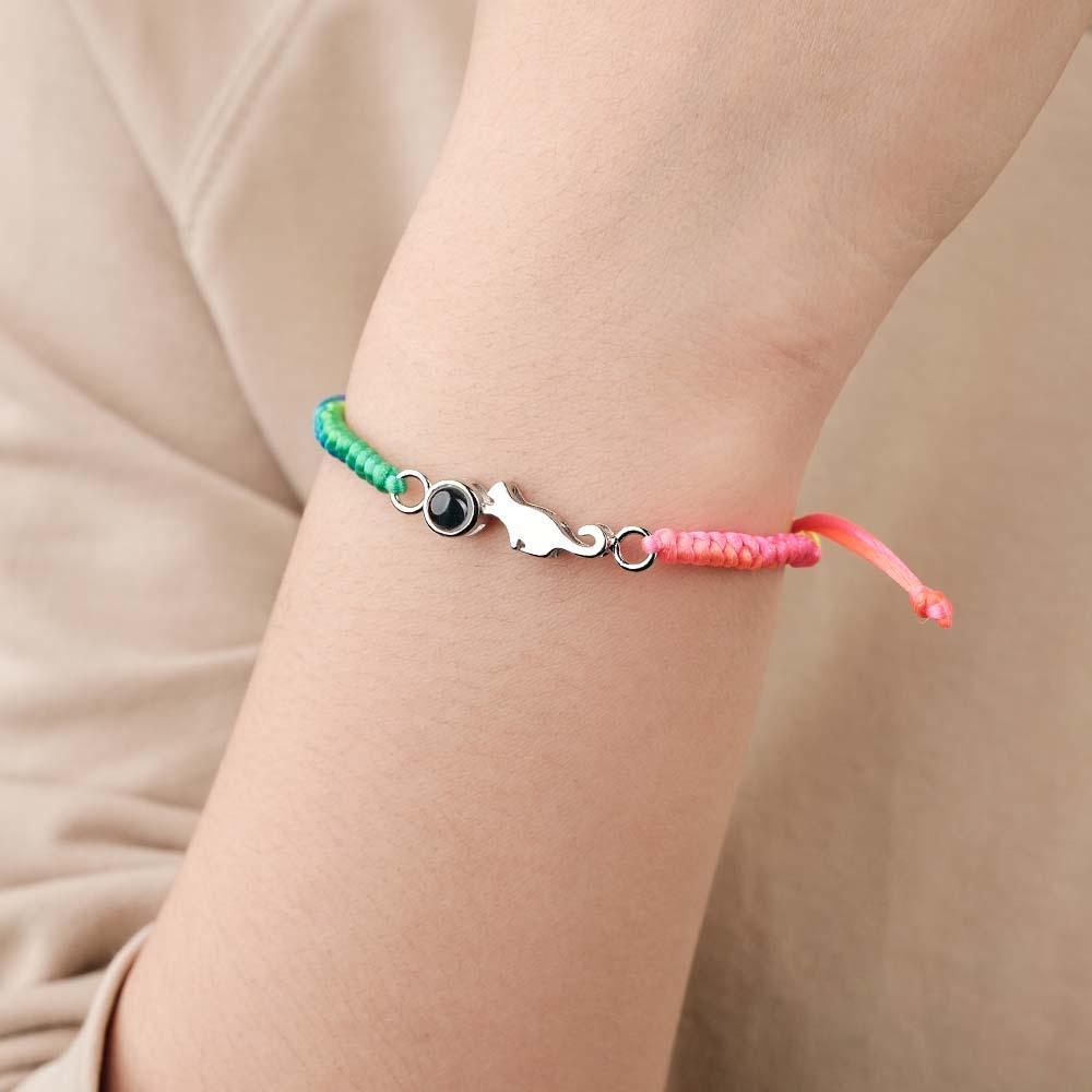 Custom Cat Projection Bracelet Personalized Memorial Picture inside Bracelet Gift for Her - 