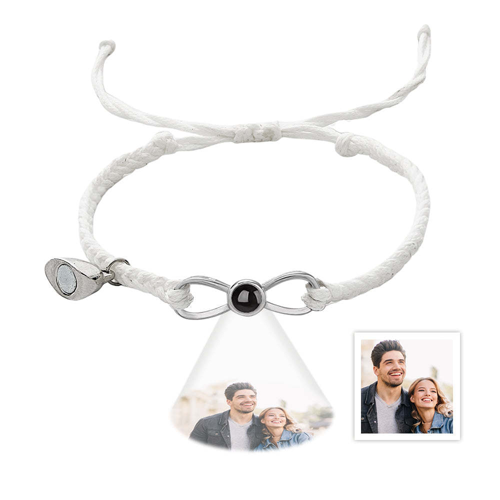 Custom Photo Projection Bracelet Woven Heart Magnetic Bracelet Gift for Couple - 