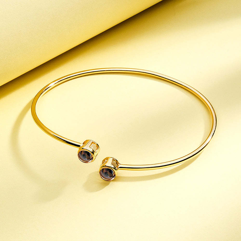 Custom Two Photos Projection Bracelet Personalized Picture Inside Bracelet Keepsake Jewelry - 