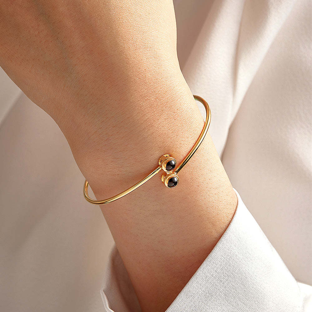 Custom Two Photos Projection Bracelet Personalized Picture Inside Bracelet Keepsake Jewelry - 