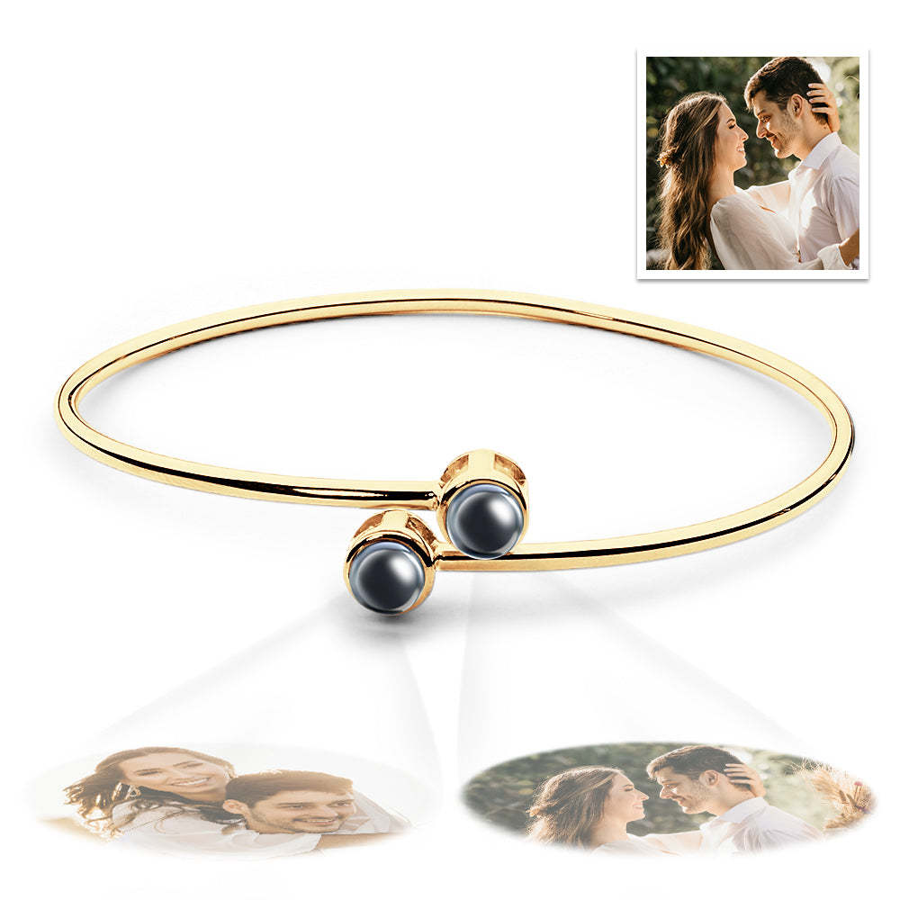 Custom Two Photos Projection Bracelet Personalized Picture Inside Bracelet Keepsake Jewelry - 