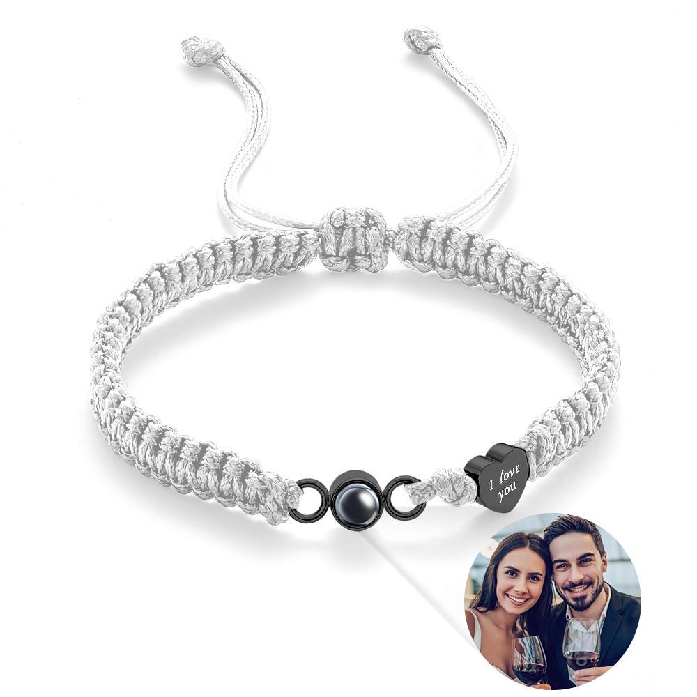 Custom Photo Projection Bracelet Heart Couple Gift - 