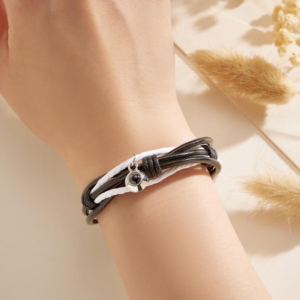 Custom Projection Bracelet Cord Braiding Gift for Him - 