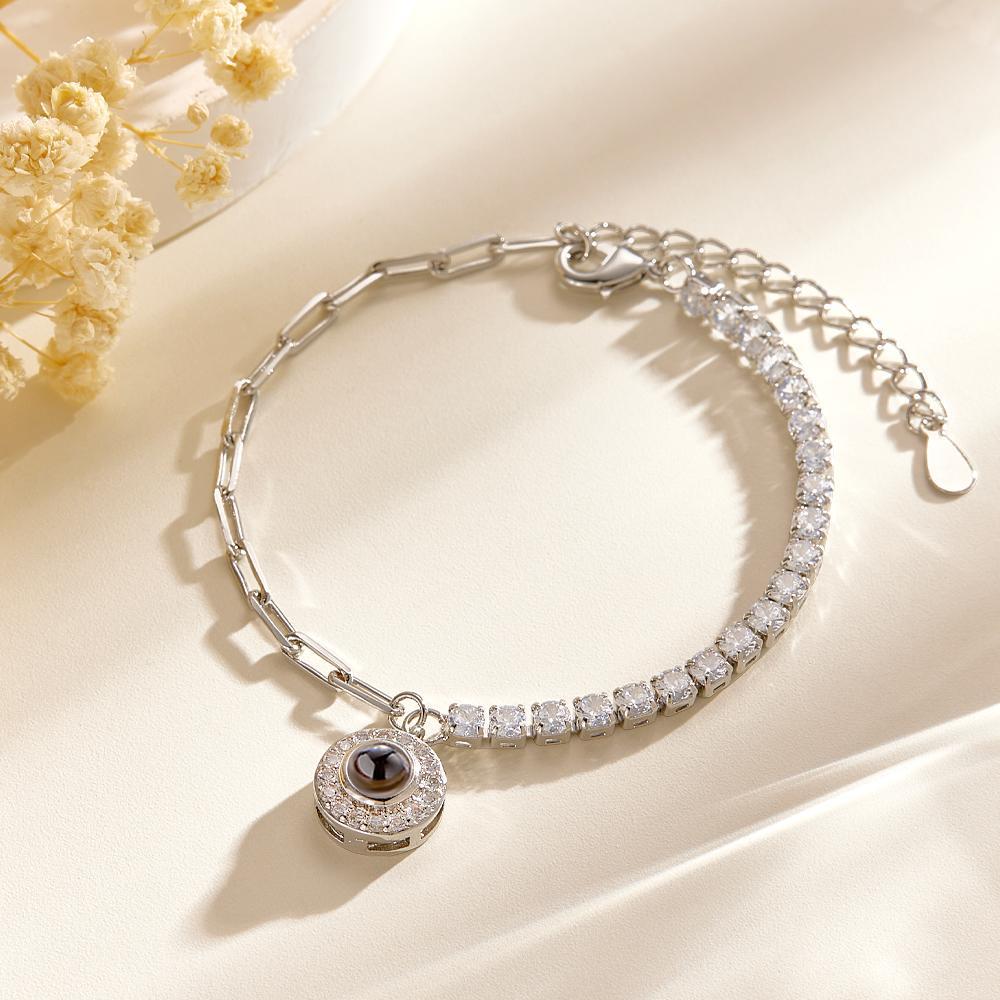 Personalized Projection Bracelet Round Pendant Design Chain Gift - 